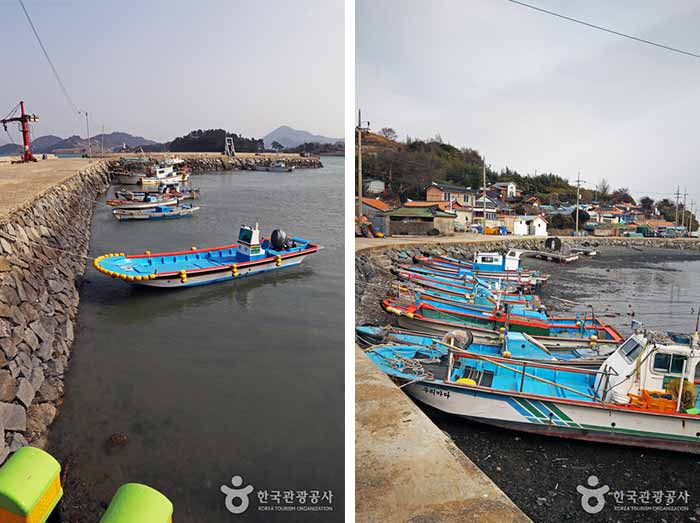 Fischerboot am Dock gebunden - Yeosu, Jeonnam, Korea (https://codecorea.github.io)
