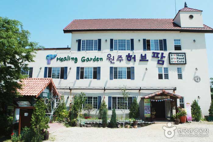 Edificio principal donde puedes encontrar bebidas a base de hierbas, alimentos y productos. - Wonju, Gangwon, Corea del Sur (https://codecorea.github.io)