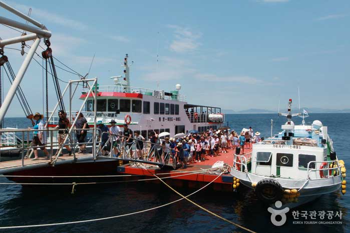 Navires à passagers qui ont atteint les quais de vente au détail - Tongyeong, Gyeongnam, Corée (https://codecorea.github.io)