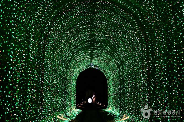 Hadong Rail Park Tunnel agrega un misterio con iluminación colorida - Hadong-gun, Gyeongnam, Corea del Sur (https://codecorea.github.io)