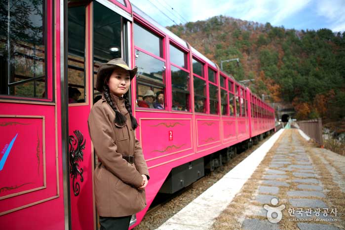 V-Train hielt an der Nicht-Dong-Station, an der die Einwohner lebten - Taebaek-si, Gangwon-do, Korea (https://codecorea.github.io)