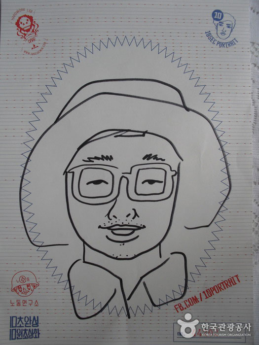 Portrait qui dessine en 10 secondes pour 10 won - Yongsan-gu, Séoul, Corée (https://codecorea.github.io)