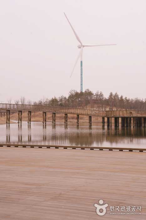 Passerelle de terrasse en bois et générateur d'énergie éolienne - Seo-gu, Incheon, Corée (https://codecorea.github.io)
