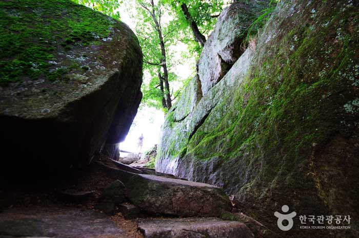 Если вы поднимаетесь по лестнице после прохождения через скалы - Чечон-си, Чунгбук, Корея (https://codecorea.github.io)