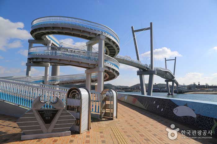 Морской пешеходный мост видно из порта Дрини - Taean-gun, Чхунчхон-Намдо, Корея (https://codecorea.github.io)