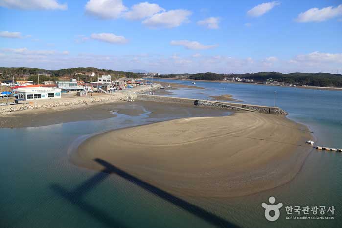 Des bancs de sable déposés au large de Dreni - Taean-gun, Chungcheongnam-do, Corée (https://codecorea.github.io)