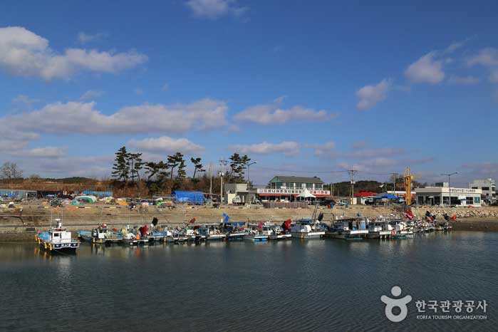 Le paysage tranquille du port de Drní - Taean-gun, Chungcheongnam-do, Corée (https://codecorea.github.io)
