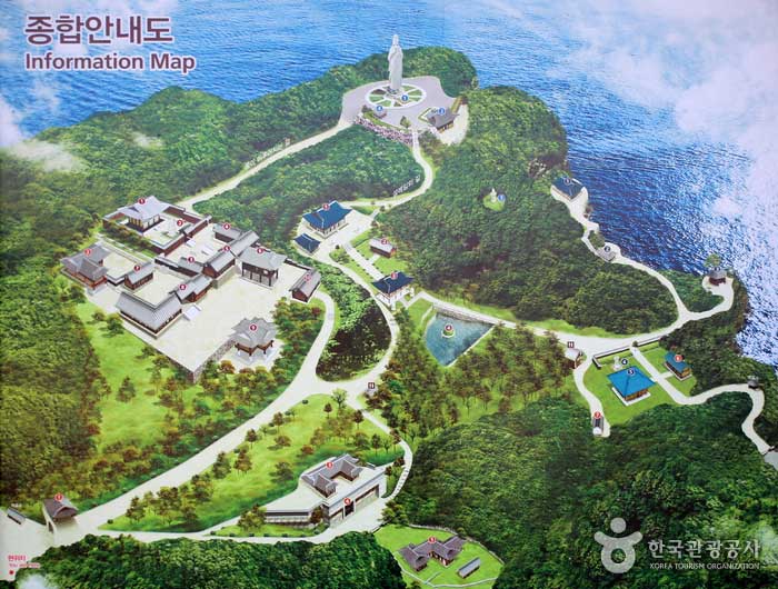 Aerial view of Naksansa Temple. Unique layout at a glance - Yangyang-gun, Gangwon-do, Korea (https://codecorea.github.io)