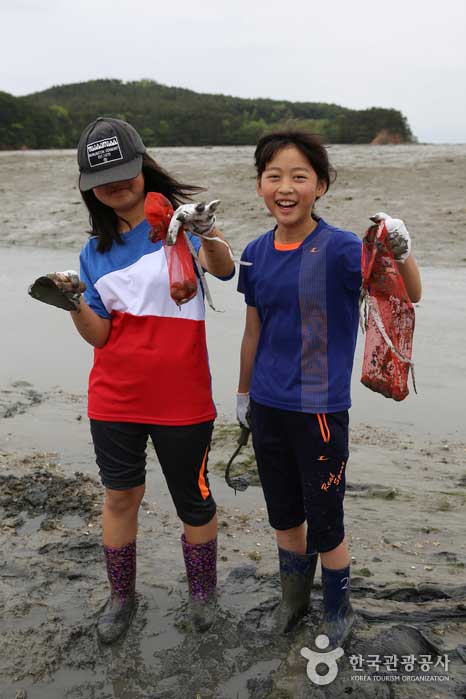 Улыбающиеся дети с моллюсками - Seosan, Chungnam, Южная Корея (https://codecorea.github.io)