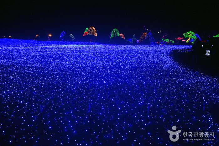 Blue light in the morning square resembling the Milky Way - Gapyeong-gun, South Korea (https://codecorea.github.io)