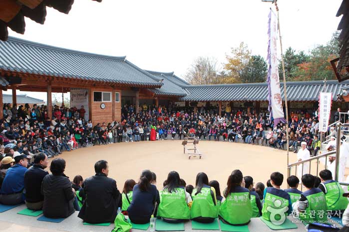 Audiencias que disfrutan de Hahoe Star New Goodal Play - Andong, Gyeongbuk, Corea (https://codecorea.github.io)
