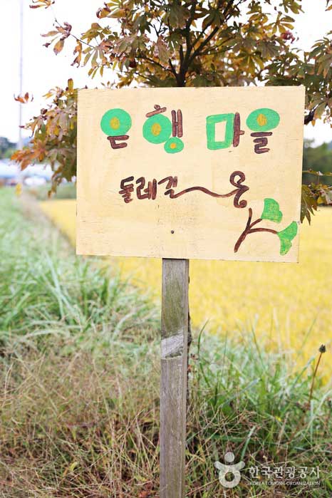 Village de la Banque signe de route ronde - Boryeong, Corée du Sud (https://codecorea.github.io)